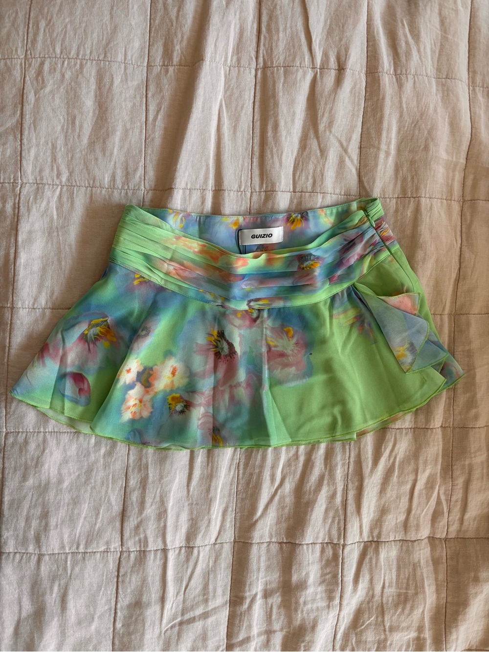 Guizio Silk Slit Mini Skirt